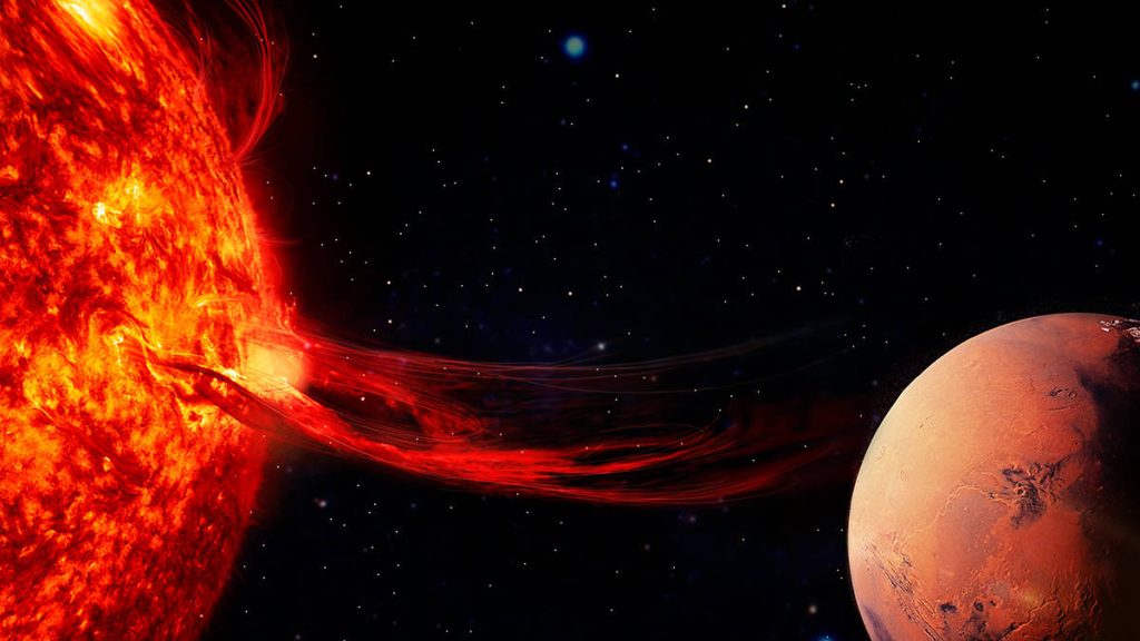 Cientistas dizem que uma erupcao solar surpresa disparou uma bolha de plasma que tem chances de atingir Marte e gerar auroras ultravioletas
